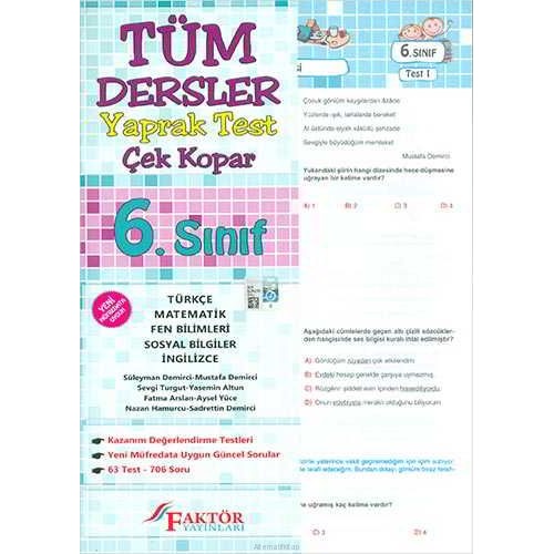 6.Sınıf Tüm Dersler Yaprak Test